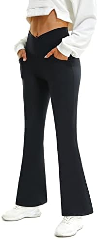 Форсван женски крстоверни хеланки со џебови со џебови подигање со високи половини јога панталони