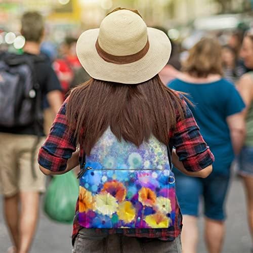 Тбуобт Кожен Ранец За Патување Лесен Лаптоп Секојдневен Ранец За Жени Мажи, Сликарство Уметност Шарени Цвет Цветни