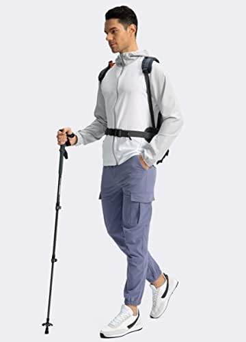 Машки пешачки панталони за пешачење со 7 џебови со 7 џебови, тенок вклопни џогери, голф карго работни панталони за мажи