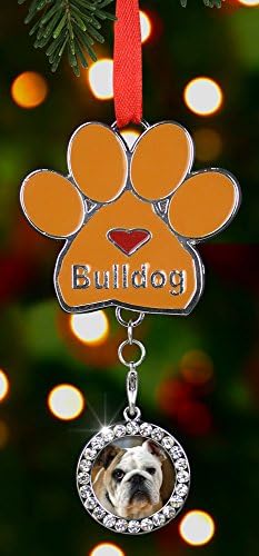 Bulldog Божиќно украсен клуч за патент Повлечете го Повлечете - Вметнете фотографија од сопственото куче Персонализирајте