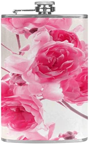 Нерѓосувачки Челик Колба Колба Знаме, Кожа Завиткани У Форма Деликатна Елегантна, 8 Мл, розова роза цвет цветни шема