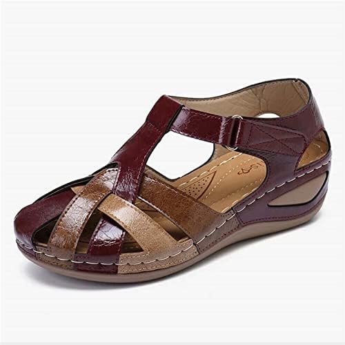 Womenените летни сандали затворени пети клинови сандали за женски гладијатор рамни сандали шутираат гроздобер римски чевли