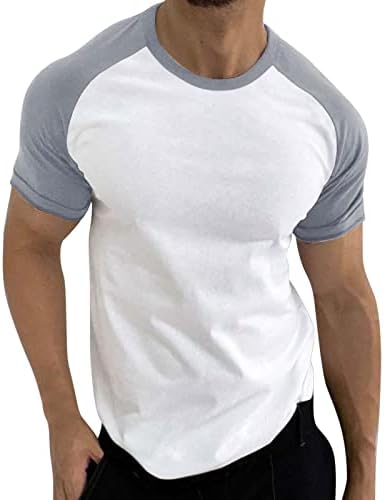 XXBR Менс во боја блок крпеница маици краток ракав, летен младински атлетски тренинг тенок вклопат основни обични врвови