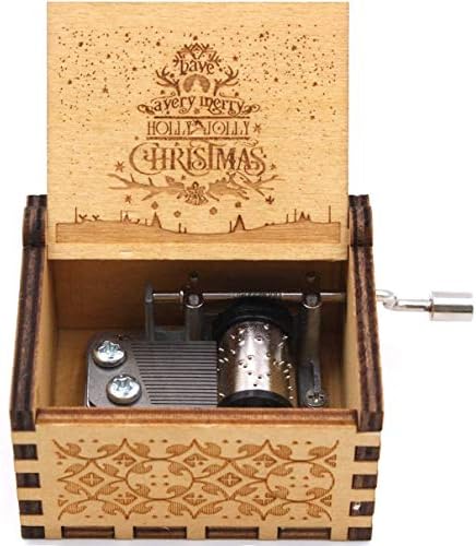 N/H Божиќна дрвена музичка кутија со врежана дрвена музичка кутија за деца/сопруга/син/ќерка/тато/мајка/девојка, Божиќ/годишнина/роденден