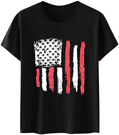 Четврти јули Облека за жени во САД знаме маичка Денот на независноста кошули со кратки ракави екипаж на летни празници за блуза