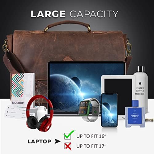 Дабови кожени лаптоп лаптоп торба за канцеларија за канцеларија за патувања за мажи и жени, торба за лаптоп торба за лаптоп