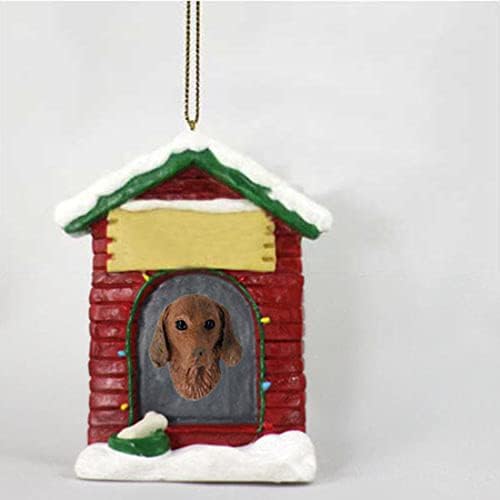 Визсла, персонализирана куќа за кучиња, Божиќен украс - рачно насликан - прекрасен