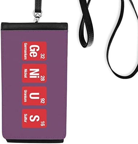 Science Element Element Science Ge ni u s телефонски паричник чанта што виси мобилна торбичка црн џеб