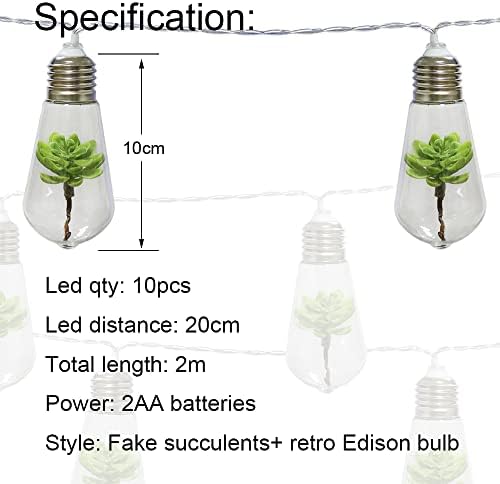Guocheng Supculent додатоци Сијалици жица светло лажна растителна декор Едисон LED светлосни жици батерија оперирана креативно