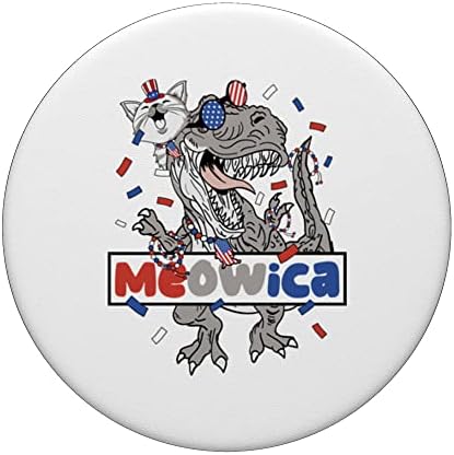 Meowica Cat T rex Dinosaur 4 -ти јули Американско знаме Деца Popsockets Swappable PopGrip