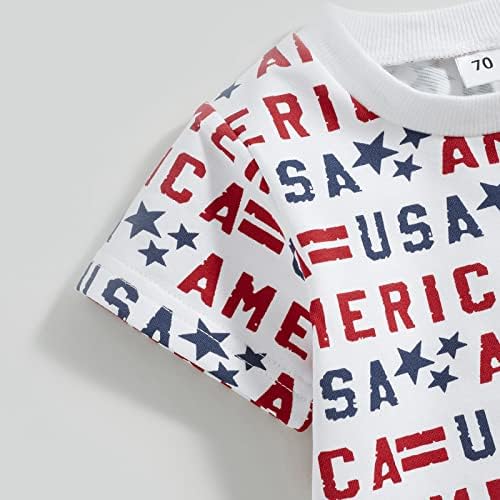 Wytyjxcyy 4-ти јули бебе момче облека од американско знаме САД кратки ракави маици + шорцеви за независност на Денот на детето