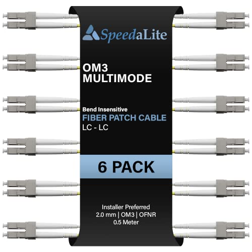Speedalite UNC 6 пакет - 0,5M LC до LC мултимод кабел за лепенка OM3 50/125 Duplex 10Gig OFNR, MM, LCLC, LC LC, 2,0 mm, Bend