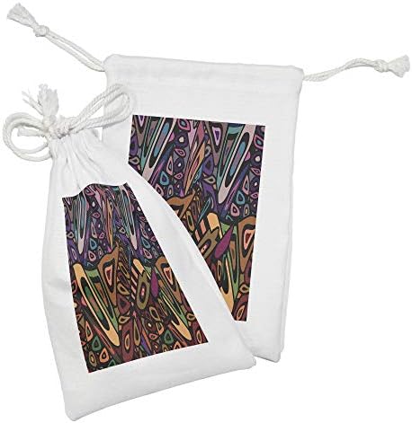 Лунарлива лакова ткаенина торбичка сет од 2, гроздобер фанки микс трипи традиционална шема на културна церемонија, мала торба
