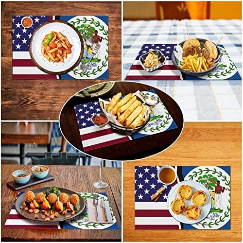 Американско и белизе знаме ПВЦ мајки за маса што се перат за подлога за табели за табели за трпезариска маса за трпезариска