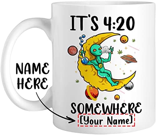Персонализирана Шолја За Кафе За Чај И Кафе, Нејзиниот Вонземјанин 420 На Месечината, Приспособено Име Смешна Вселенска Чаша