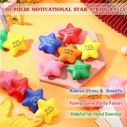 48 Парчиња Мотивациони Стресни Топки Со Ѕвезда 2.2 Во Топка За Ослободување Од Стрес Со Цитати Шарена Топка Од Пена Инспиративни