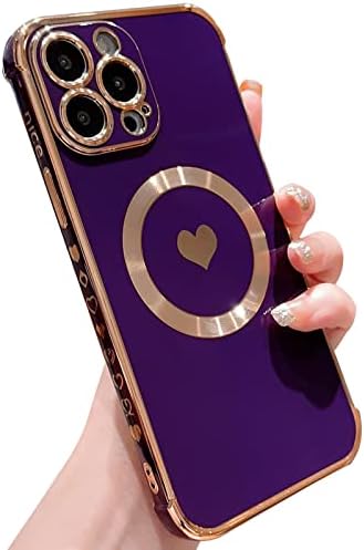 Haeuorey Магнетни Случај за iPhone 14 Pro Max, [ Компатибилен Со MagSafe ] Симпатична Љубов Срце Случај За Жени, Покрена Заштита