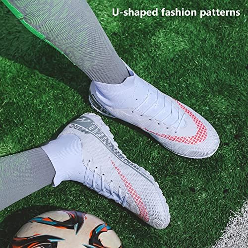 Кикалуо машки фудбалски фудбалски чевли со високи врвови со чипка што не се лизгаат кратки шила гумени надворешни надворешни