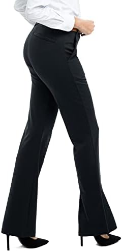 Panенски панталони за фустани за јога со 4 џебови, 29 /31/33 /35 црни работни панталони деловни обични, пакувања за истегнување
