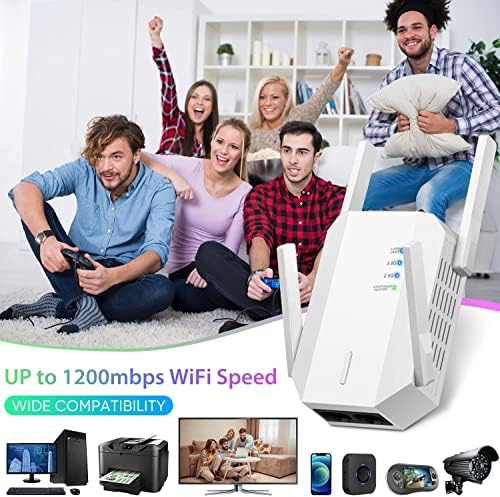WiFi Extender, All-New 2023 WiFi Booster Cover до 6000 Sq. Ft & 35 уреди, двоен опсег 2.4G/5G 1200Mbps WiFi засилувач, WiFi