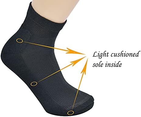 Јоманмамор Менс 5 пара памучен глужд Беспрекорен дијабетични чорапи перничиња за компресија со необврзувачки врв