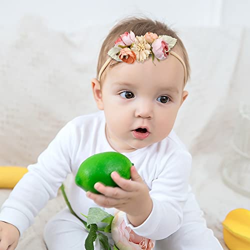Cinaci 5 пакуваат деликатни цветни цветни цвет најлонски ленти за глава за коса додатоци за девојчиња за девојчиња новороденчиња