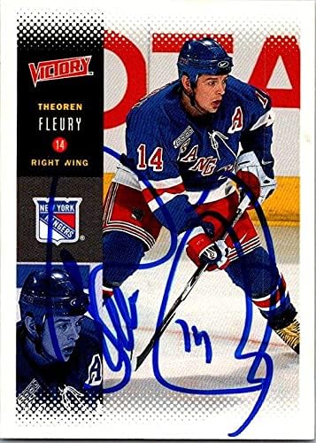 Тео Флери Автограмирана хокеј картичка 2000 Горна палуба Победа 152 - хокејски картички со автограми со хокеј
