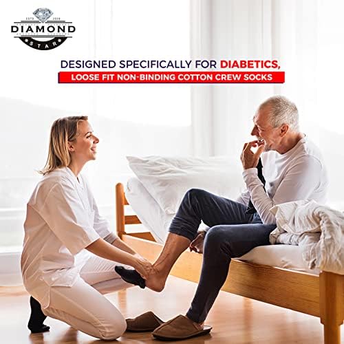 Дијамантска starвезда дијабетични чорапи, необврзувачки циркулаторна перница памучна екипа со дијабетични чорапи за мажи жени