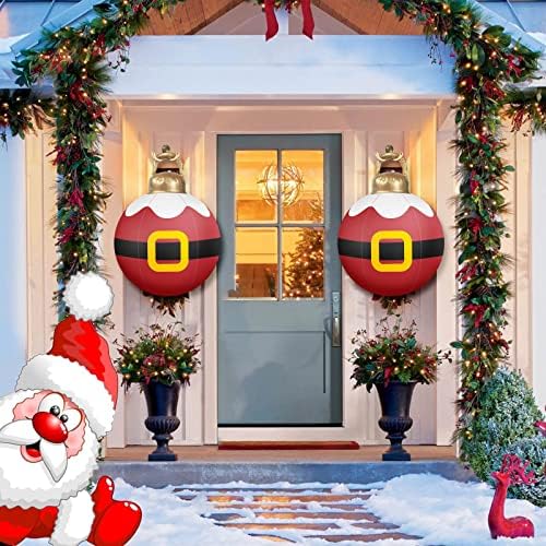 2 парчиња 15,7 инчи ПВЦ божиќни топки, Дедо Мраз, украсени украсени украси за топка за затворен двор, двор