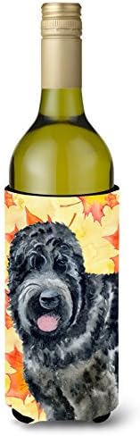 Богатства на Каролина BB9938Literk Црно руски териер есенско шише со вино со шише, жолто, ладилникот за шишиња со шишиња со ракав, кој може да се измие со изолиран држач за