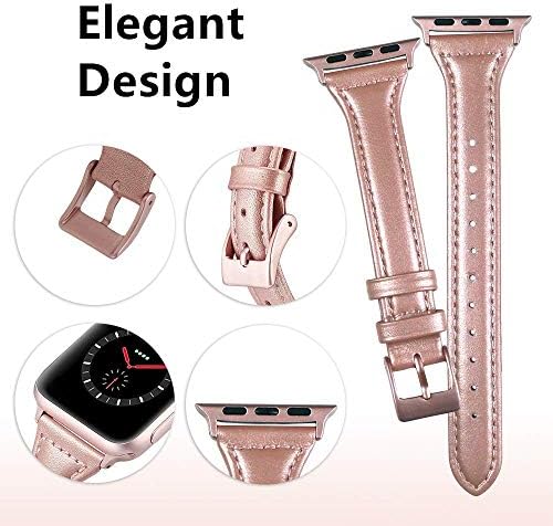 Dagelon компатибилен со Apple Watch Band 44mm Серија 5 серија 4 42mm Серија 3 2 1, благородна елегантна кожна рачна лента Едноставна