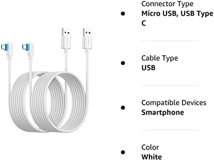 Sunguy десен агол микро USB кабел 10ft [2 пакет], 18W 90 степени микро USB кабел Брзо полнење USB 2.0 Синхронизација на податоци