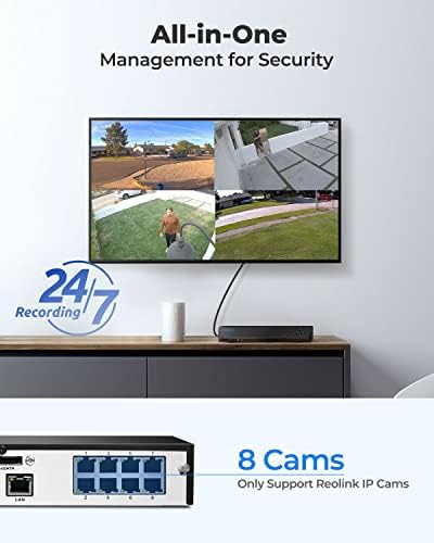 Reolink 4MP безжичен систем за безбедност на домашни камери, 8CH POE NVR претходно инсталиран 2TB HDD, 4PCS PAN TILT WIFI CAMEAM