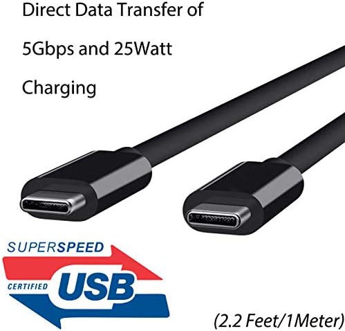 USB Type-C Директно полнење и кабел за податоци компатибилен со моментот на Sennheiser True Wireless 3 со двојни 2 5Gbps USB-C