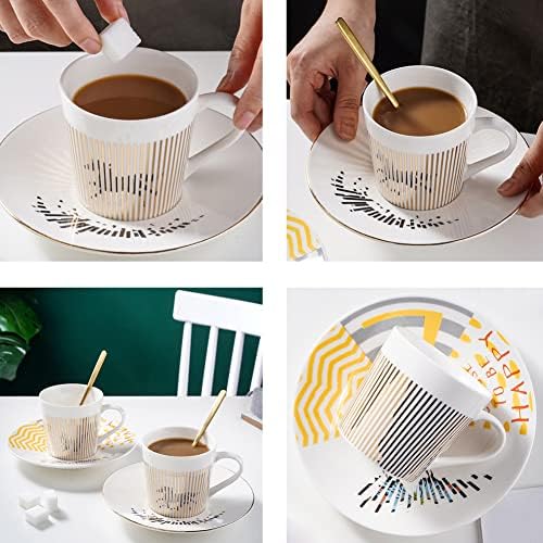 Чаша за кафе Hansyelect Marabou Cafe and Set 10oz Creative Art Mirage Inverted Image Chip Луксузен порцелан чајник за измет