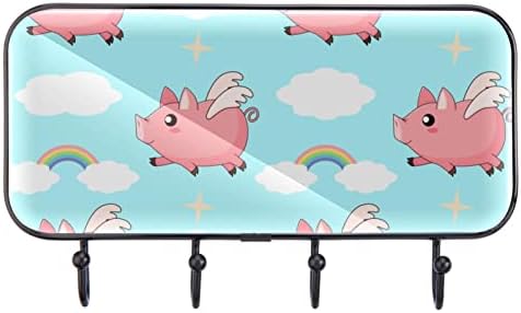 Симпатична Цртан Филм Розова Свинче Свиња Облак Печатење Палто Решетката Ѕид Монтирање, Влезот Палто Решетката со 4 Кука За
