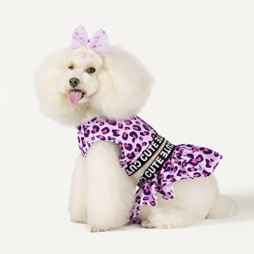 Cultonbone две парчиња кучиња спортски фустан Атлетизат леопард печатено кутре розово здолниште лесни мали кучиња облека облека