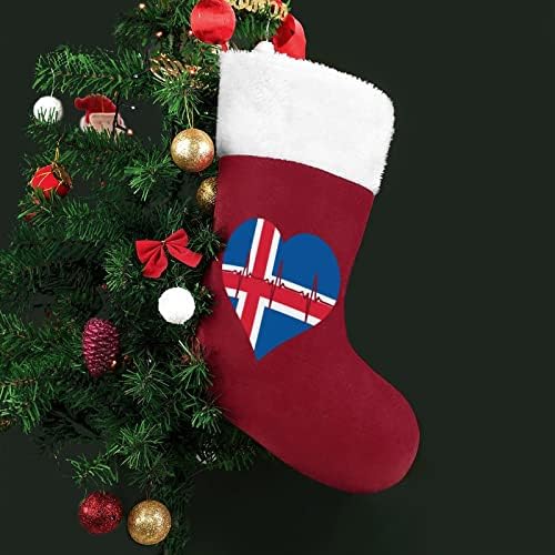 Љубов Исланд Чукање На Срцето Божиќ Виси Чорапи За Чорапи За Божиќна Елка Камин Одмор Дома Декор