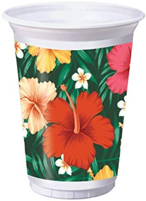 Креативно претворање на тропски цвеќиња пластични чаши, 16-унца, мулти-боја