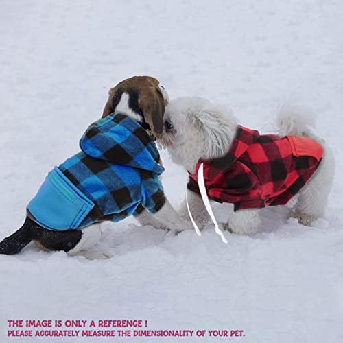 Rypet 2 пакувања карирани кучиња џемпер џемпер за џемпер за кучиња за домашни миленици со капа и џеб топло кутре џемпер за мали