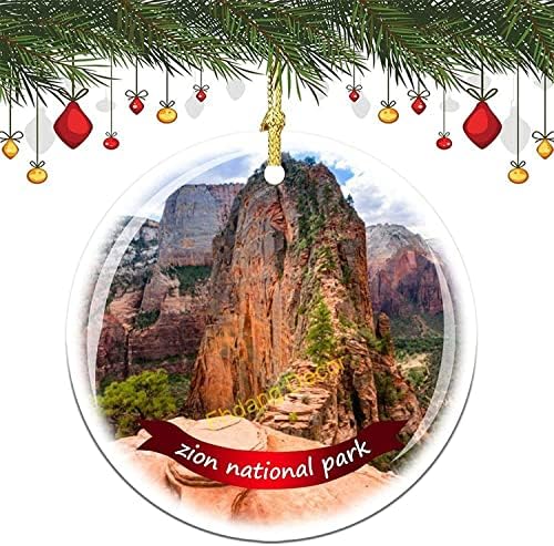 Национален парк на Зион, кој виси Божиќен украс Порцеланот двостран керамички украс, 3 инчи