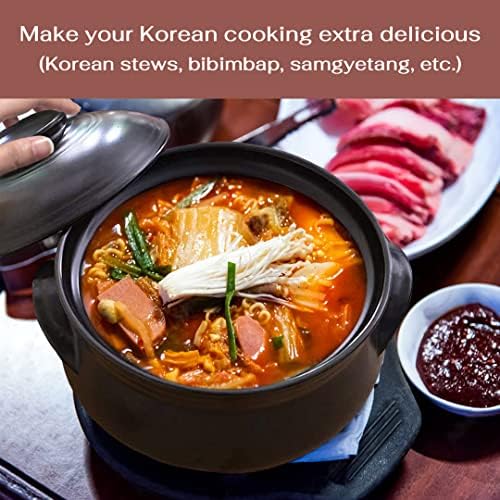 Корејски керамички готвење со топла тенџере со топла тенџере долсота бибимбап камена чинија, корејска супа храна за земјена