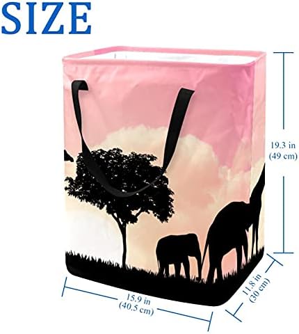 Слонови Жирафа Природа Кошница За Перење Голема Крпа Организаторска Торба Кошница Преклоплива Пречка за Перење Алишта Со Рачки