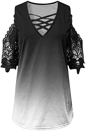 Мода за раздвојување крцкав вкрстена вратоврска за печатење маички жени обична маица Основна естетска блуза врвови со кратки
