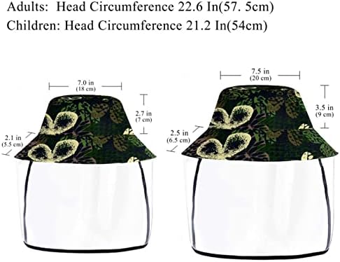 Заштитна капа за возрасни со штит за лице, рибарска капа анти сонце, апстрактна уметност пеперутка зелена ретро