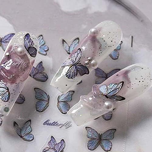 1 парчиња налепници за нокти на пеперутка чипка украси за чипка нокти Bowknot Flowers Manicure додатоци самостојно лепило Heубовни