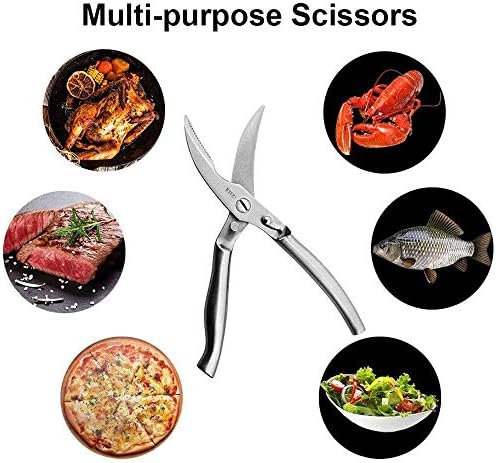 Aunkier кујнски ножици, мултифункционални ножици од не'рѓосувачки челик, за коски, пилешко, месо, риба, морска храна
