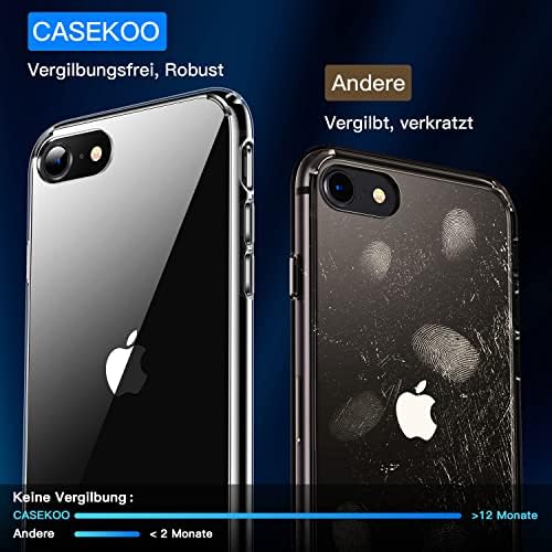 CASEKOO [Надграден] Јасен Случај за iPhone SE 2022/2020, [Никогаш Жолто] [Заштита Од Воена Капка Од 10 СТАПКИ]Заштитен Тенок