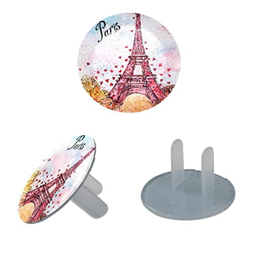 Гроздобер разгледница илустрација на акварел илустрација Париз Франција Ајфелова кула пластични капаци на излез, 12 заштитник
