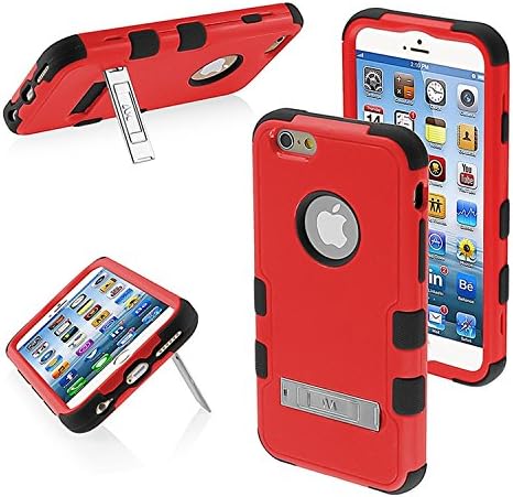 Асмина ајфон 6 Туф Хибриден Телефон Заштитник Покритие Со Штанд-Мало Пакување-Природно Црвено/Црно
